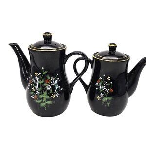 Black Floral Ceramic Serveware Set
